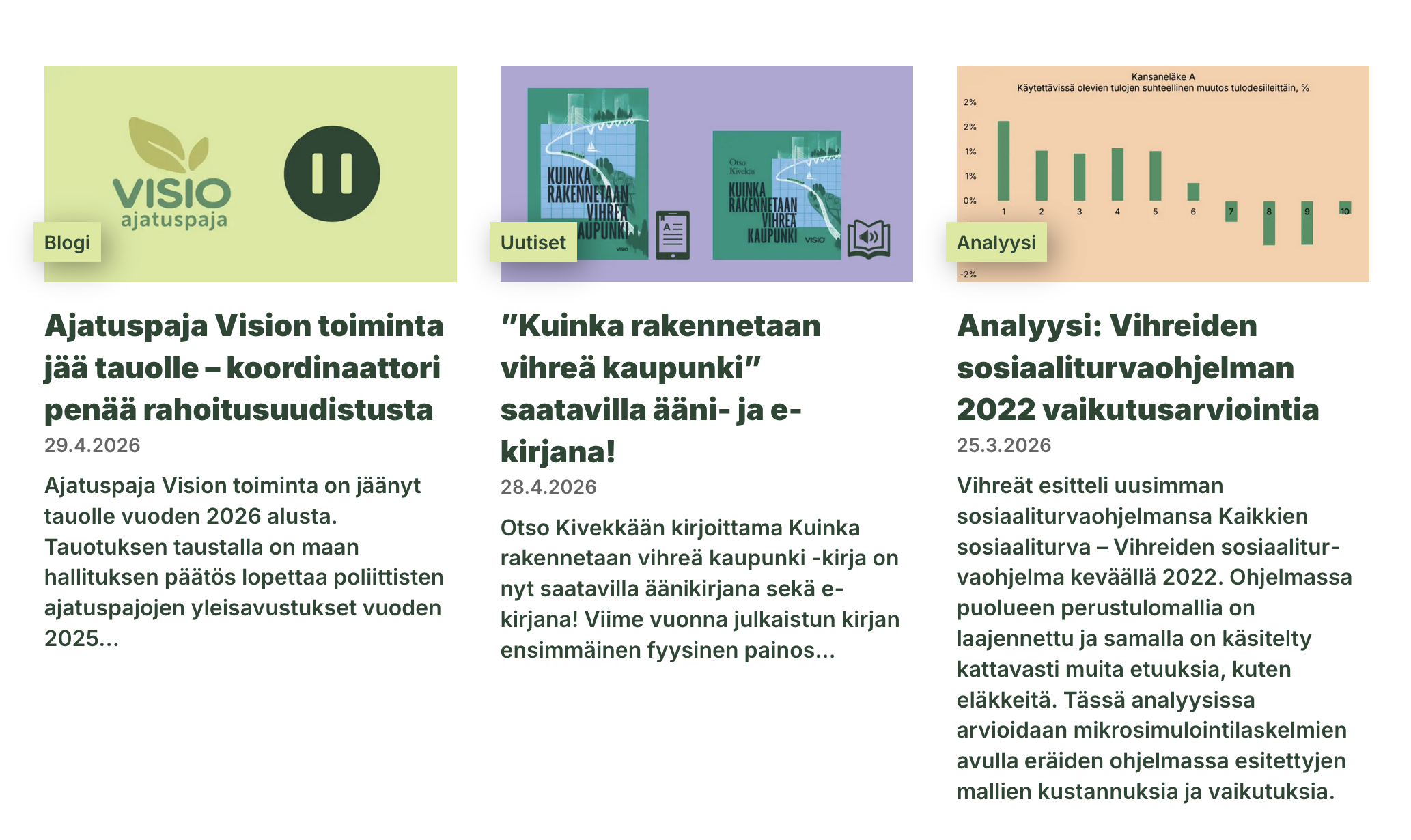Ajatuspaja Vision toiminta tauolle – koordinaattori vaatii rahoitusuudistusta
