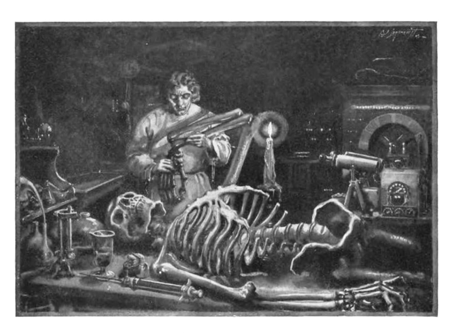 Frankenstein laboratoriossaan, 1922. Kuva: Carl Lagerquist/Wikimedia Commons.