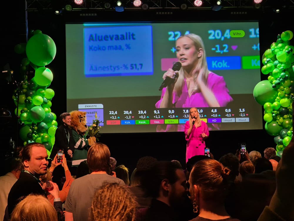 Vihreiden vaalivalvojaisissa tulos tulkittiin torjuntavoitoksi post image