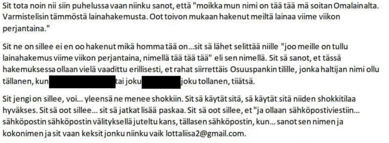 Onko tässä pankkihuijauksen käsikirjoitus? post image